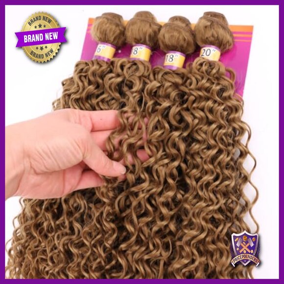 Synthetic Hair Weave 4 Bundles 16-20 Inches Kinky Curly Heat Resistant main image 7